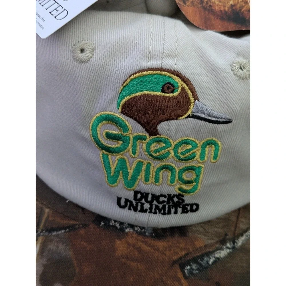 Ducks Unlimited Hat‎ Strapback Cap Youth One Size Beige Realtree Green Wing Camo